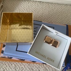 Michael Kors square stud rose gold plated earrings